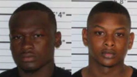 Erik Robinson, left, and Marquavious Smith have been taken into custody and are charged with first-degree murder in perpetration of especially aggravated robbery.