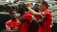 Manchester United's Romelu Lukaku celebrates scoring