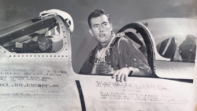Alfred Dymock, a former jet fighter pilot pictured here in 1952, died in December believing that his family wouldn't inherit his medical debts.