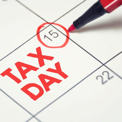 Calendar with tax day circled
