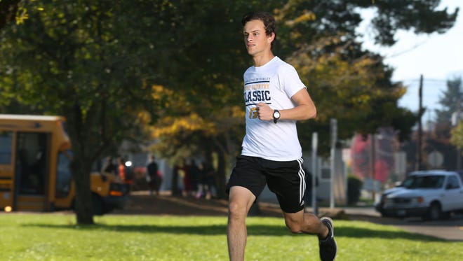 Trevor Cross, a Dallas High School junior cross country runner. Photographed at Dallas High School in Dallas, Ore., on Monday, Oct. 16, 2017.
