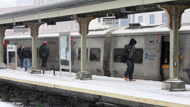 Passengers debark the northbound train at the Metro-North Yonkers station, after the MTA resumed service after the Jan. 27 storm.
