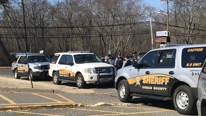 Ocean County sheriff's deputies on scene at Lakewood High School, 855 Somerset Ave., where a student threat prompted a lockdown on Tuesday, Feb. 27, 2018.