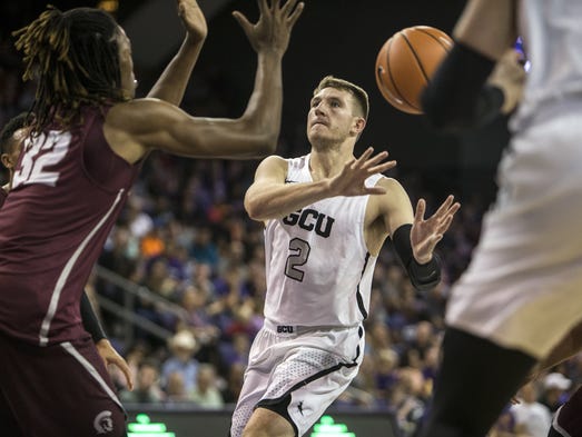 GCU's Joshua Braun passes the ball against Little Rock