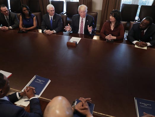 President Trump speaks during a meeting with Congressional