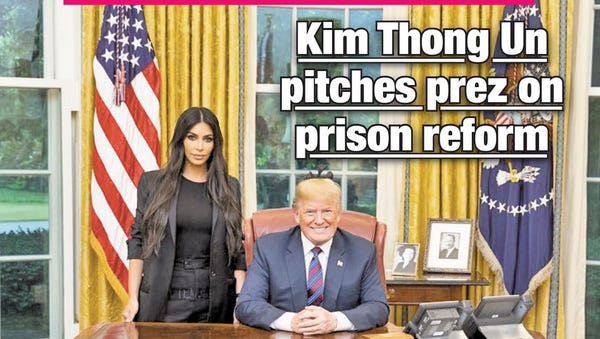 The "New York Post"'s front page cover of Kim...