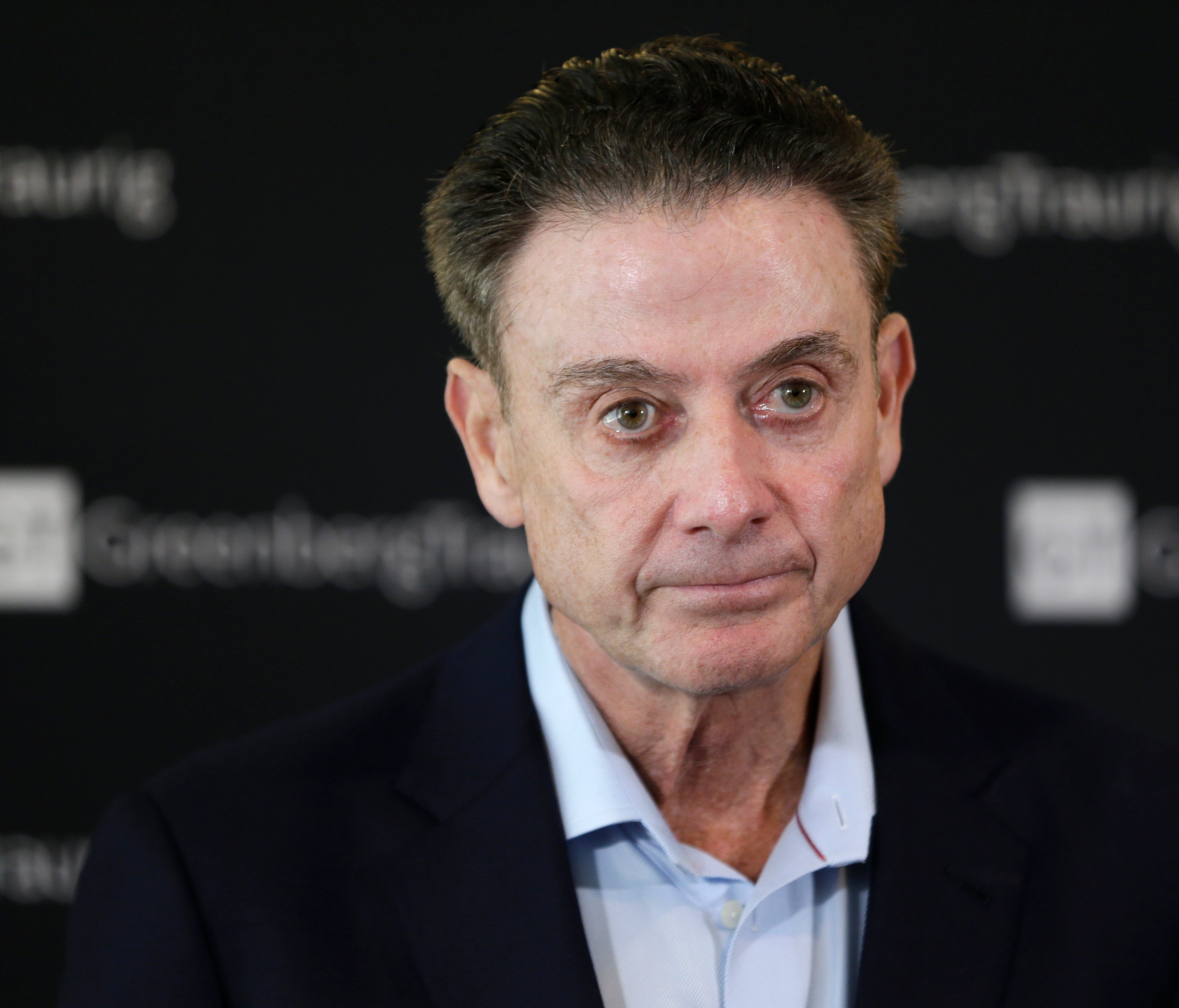 Former Louisville basketball coach Rick Pitino talks to reporters during a news conference in New York, Wednesday, Feb. 21, 2018. Pitino held the news conference in the wake of an NCAA decision in a sex scandal case that strips the Cardinals program 