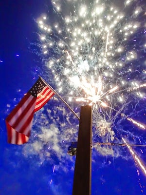 American Flag and Fireworks
