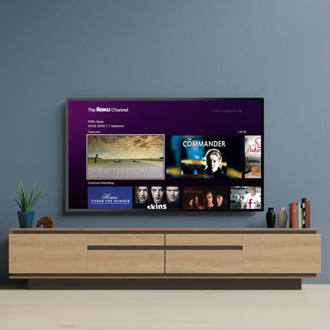 The Roku Channel home screen displayed on a wall-m