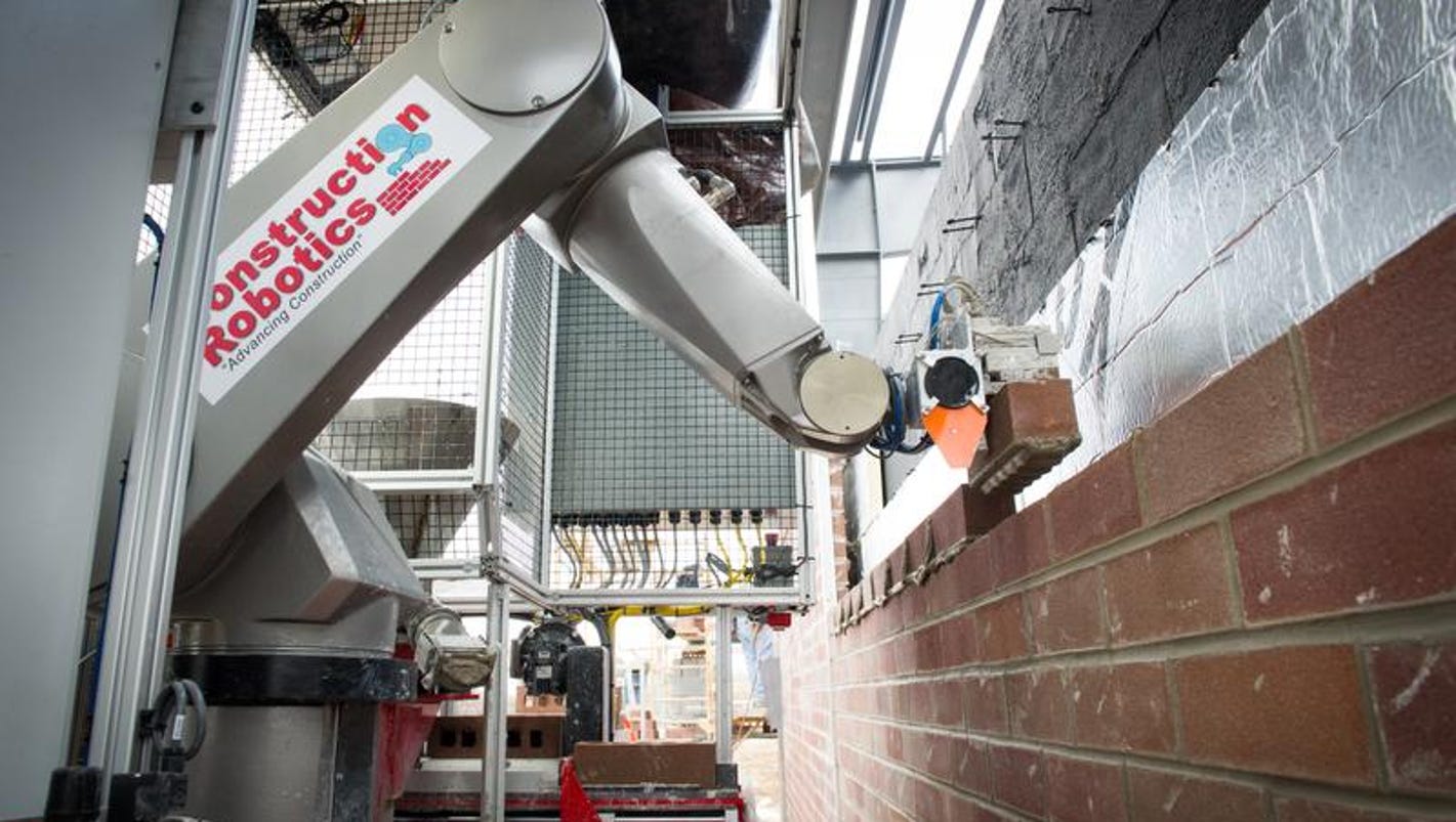 Bricklaying robot on the job in Victor