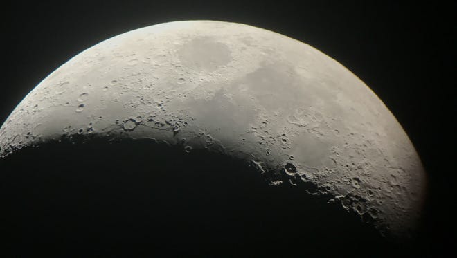 The view of Earth's moon on April 20, 2018, through a Treasure Coast Astronomical Society member's telescope.