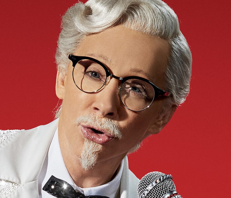Country singer Reba McEntire is the latest celebrity – and first woman -- to play KFC founder Col. Sanders.   HANDOUT.  CREDIT: KFC