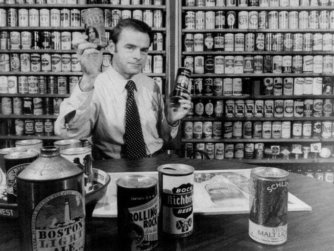 In this 1975 photo, David Lang shows off his beer can