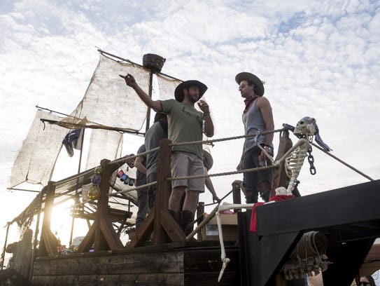 LANCO hangs out on a mobile bar fashioned as a pirate