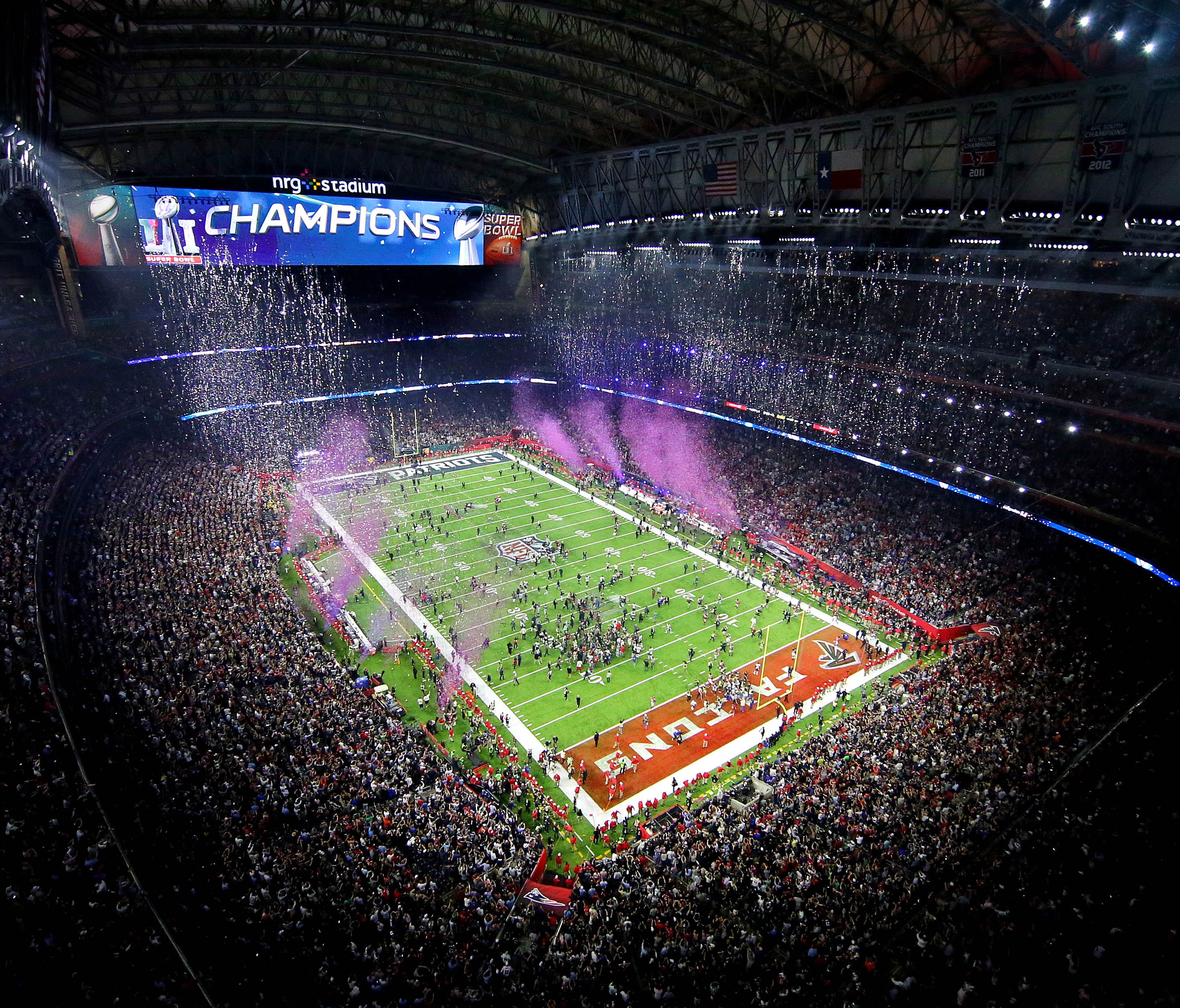 An overall view as the New England Patriots win Super Bowl LI against the Atlanta Falcons at NRG Stadium.