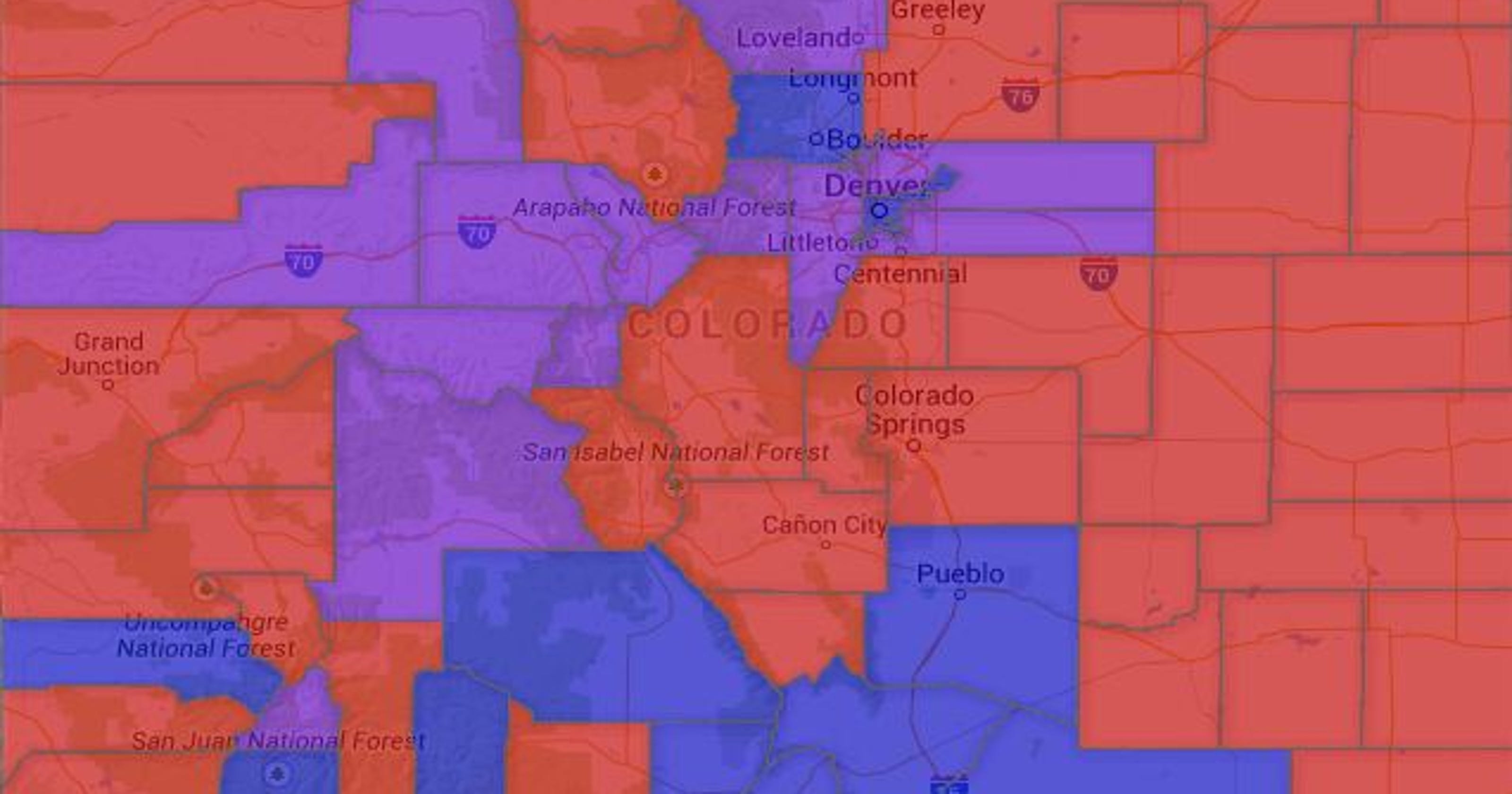 Map Colorado Voter Party Affiliation by County