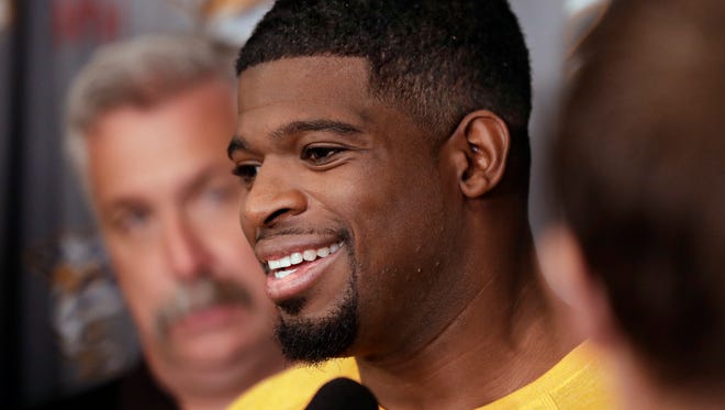 Predators defenseman P. K. Subban addressed the media Thursday on the opening day of the team's training camp.
