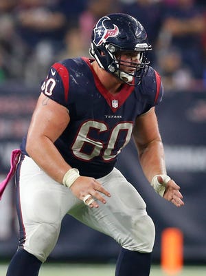 Center Ben Jones in action for the Texans against the Colts last season.