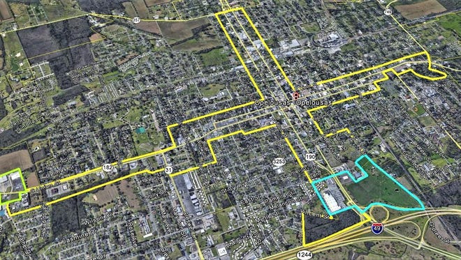 Proposed downtown Opelousas development district.