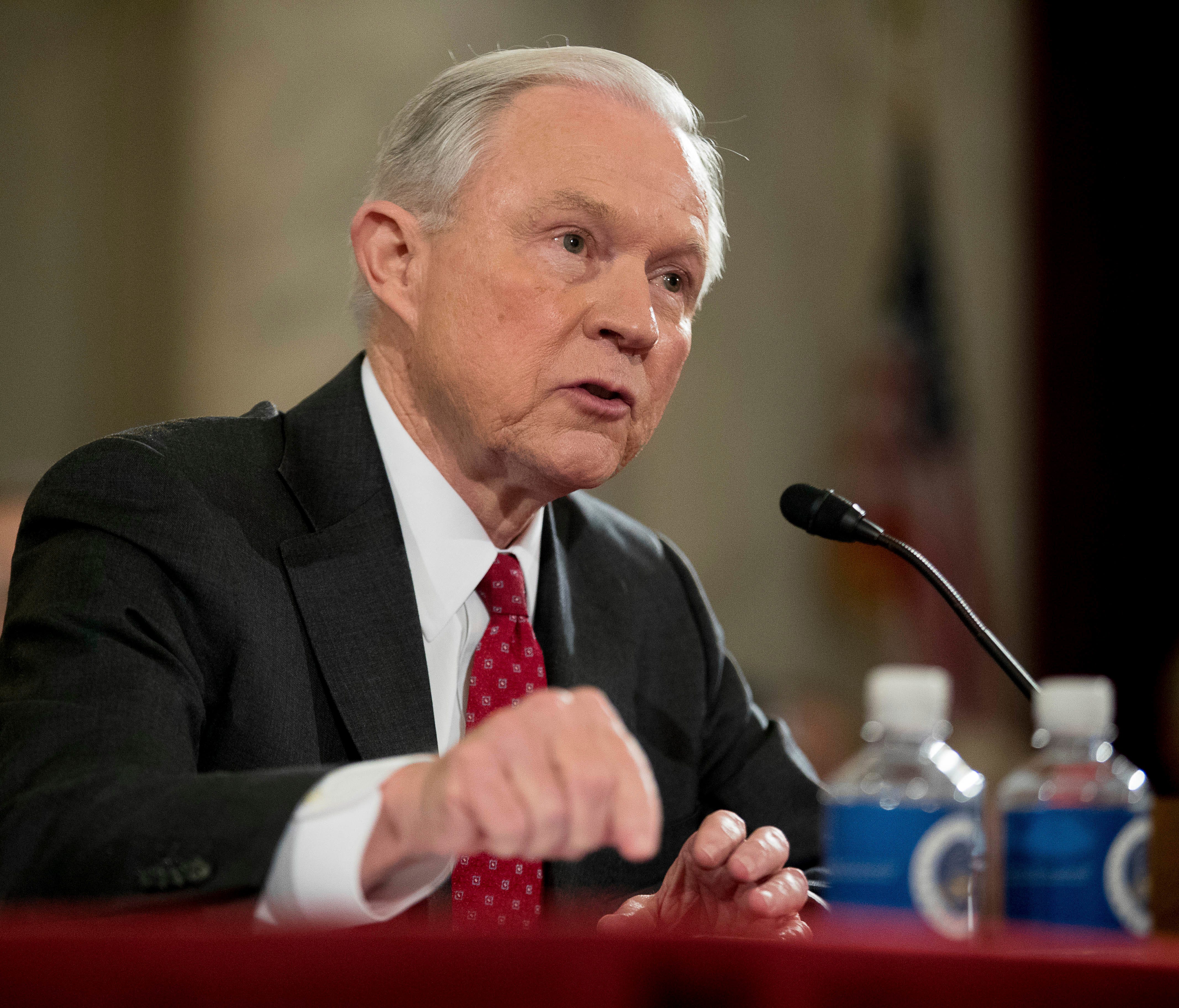Attorney General-designate, Sen. Jeff Sessions, R-Ala. testifies on Capitol Hill in Washington, Jan. 10, 2017, at his confirmation hearing before the Senate Judiciary Committee.