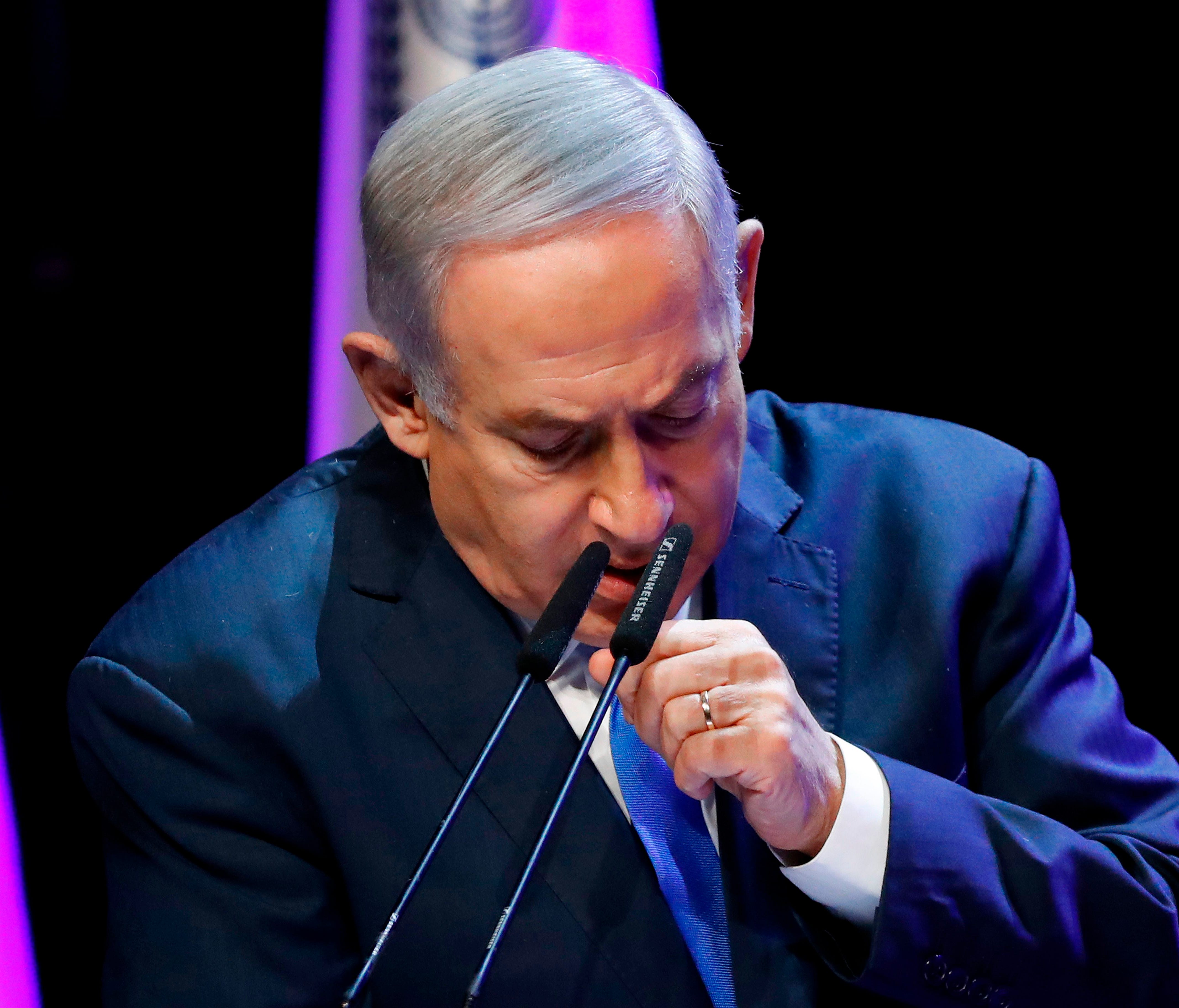 Israeli Prime Minister Benjamin Netanyahu addresses the annual health conference in Tel Aviv on March 27, 2018.