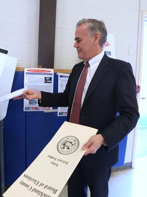 Town of Ramapo Supervisor Christopher St. Lawrence votes at Grandview Elementary School in Monsey Nov. 3, 2015.