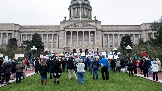 Save Our Pension protesters at the Kentucky Capitol in November 2017.