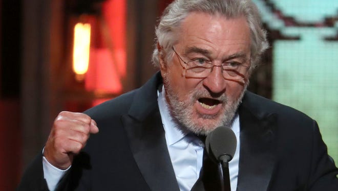 Robert De Niro introduces a performance by Bruce Springsteen at the 72nd annual Tony Awards at Radio City Music Hall.