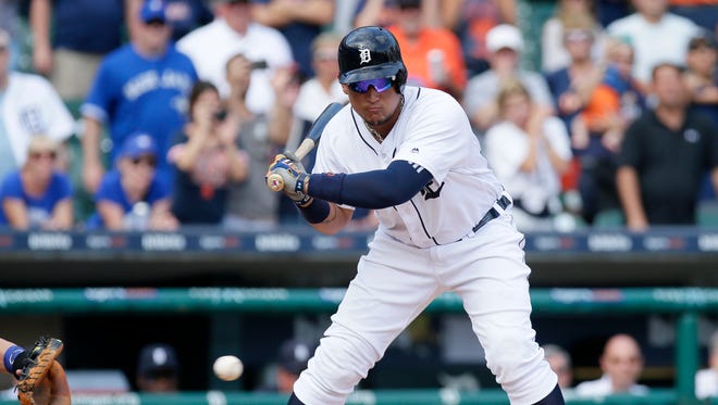 Miguel Cabrera watches ball four with the bases loaded in the 11th inning to lift the Tigers past the Blue Jays, 6-5, at Comerica Park on July 16, 2017.