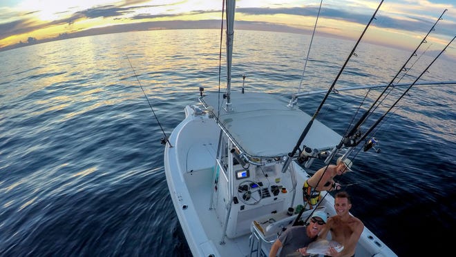 Fishing at sunset 40 miles off of Marco.