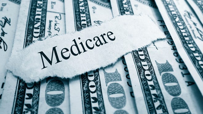 Medicare paper headline on hundred dollar bills                       