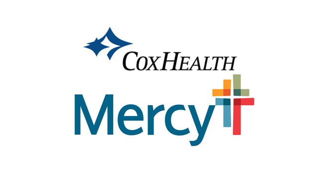 Logos for Cox Health and Mercy.