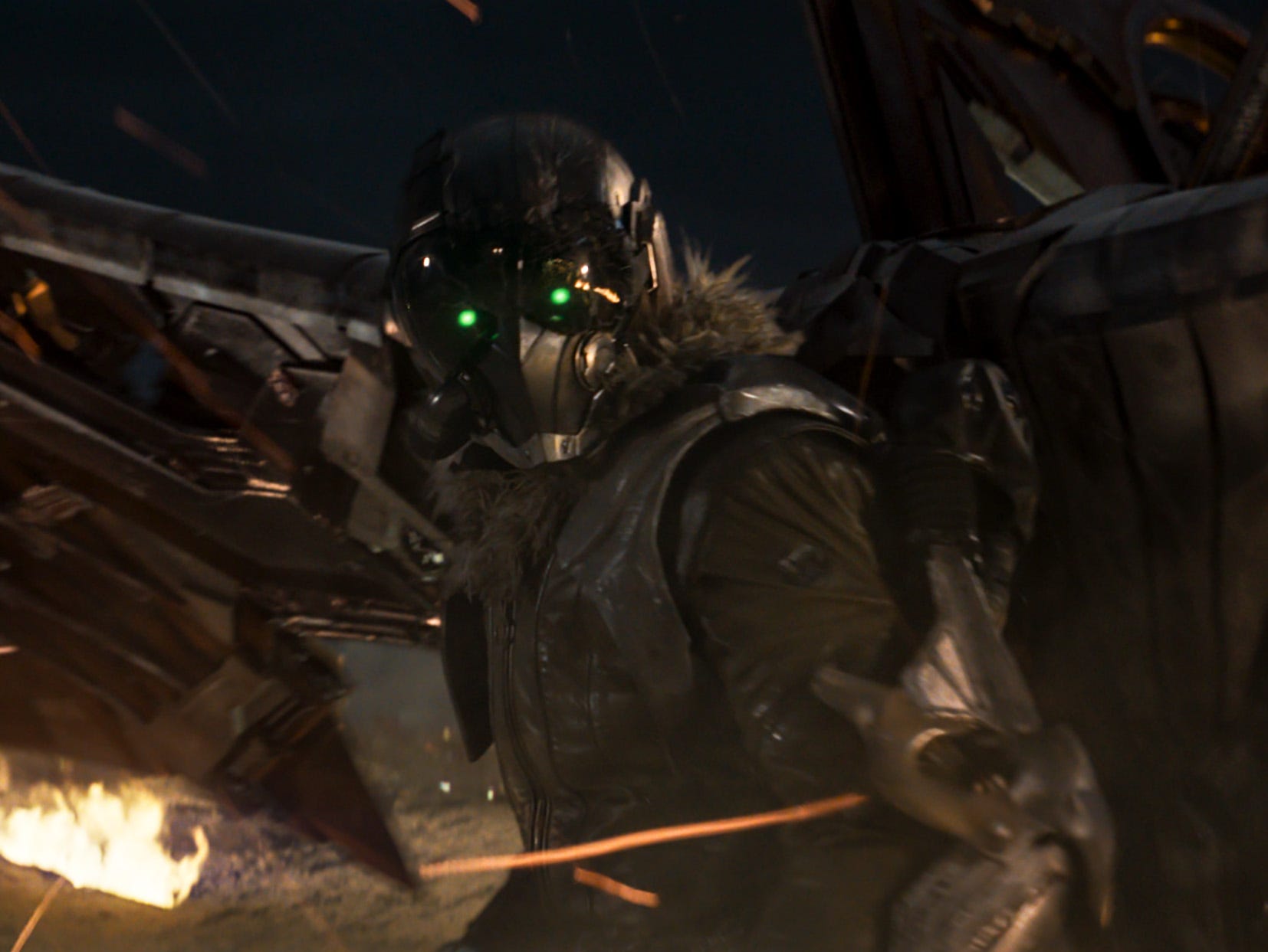 The Vulture (Michael Keaton) wears a high-tech winged suit when taking on a teenage web-slinger in 'Spider-Man: Homecoming.'