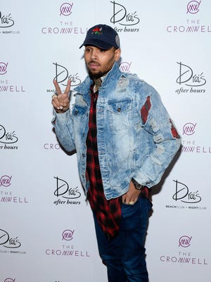 Chris Brown arrives at Drai's Beachclub - Nightclub at the Cromwell Las Vegas for a performance kicking off Drai's LIVE 2016 on Jan. 1, 2016 in Las Vegas.