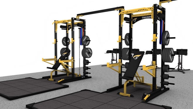 Rendering of what new weight equipment would look like for Anderson University athletics after raising money.