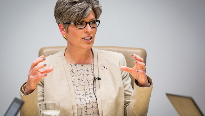Sen. Joni Ernst met for a live interview Thursday, July 5, 2018, with the Des Moines Register editorial board for the first time since being elected in 2014.