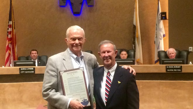 Morris R. Beschloss received a proclamation from the Rancho Mirage City Council in 2014.