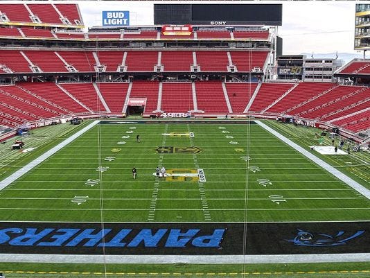 Oops! Broncos Painted On Both End Zones on Super Bowl 50 Field
