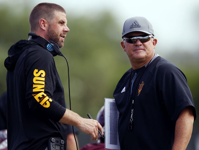 Head coach Todd Graham (right) and offensive coordinator