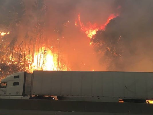 Delta Fire next to I-5 north of Redding