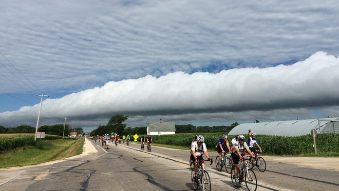 Storm clouds gather outside Fonda during RAGBRAI in 2015.