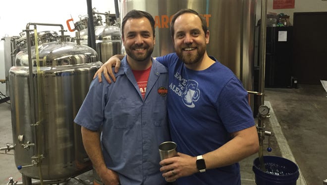 Lost Borough Brewing co-founders Dan Western, left, and Dave Finger stand in the brewing space of their Atlantic Avenue brewery.