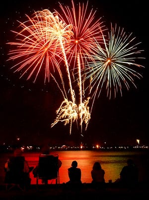Spectators at Flagler Park in downtown Stuart watch the fireworks show explode over the St. Lucie River in this 2008 file photo.