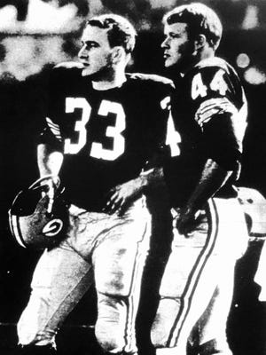 Packers rookie running backs Jim Grabowski (left) and Donny Anderson had large shoes to fill after being drafted.