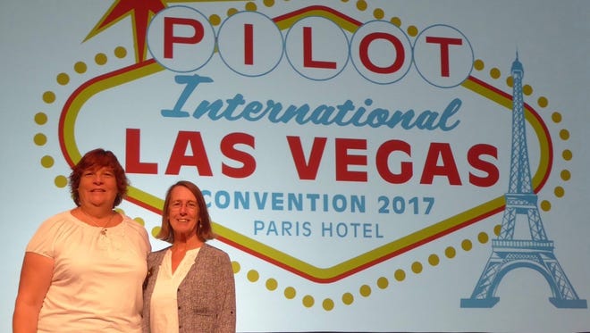 Pam Schilling, left, and Claire Mikko went to Las Vegas for the 96th Pilot International Convention.