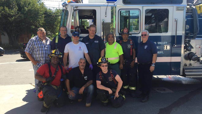 Spring Valley firefighters who were at the Union Road scene where Chief Ken Sohlman, Lt. Jason Dennison and firefighter Eric Mann helped deliver a baby
