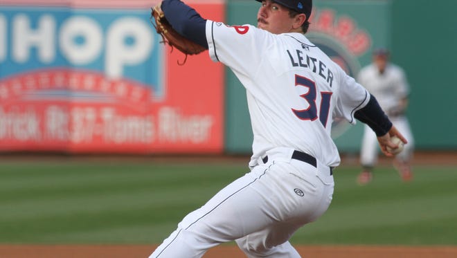 FILE PHOTO
Mark Leiter Jr. pitches against the Hagerstown Suns as a member of the Lakewood BlueClaws at FirstEnergy Park on April 14, 2014.
Mark Leiter Jr. of the Lakewood BlueClaws pitches against the Hagerstown Suns at FirstEnergy Park on 
April 14. 
Robert Ward/ Asbury Park Press ABOVE: Mark Leiter Jr. of the Lakewood BlueClaws pitches against the Greensboro Grasshoppers at FirstEnergy Park on Monday in Lakewood.
Robert Ward/Staff Photographer Mark Leiter Jr. of the Lakewood BlueClaws, pitches against the Hagerstown Suns at FirstEnergy park. April 14, 2014, Lakewood NJ.  Robert Ward /Staff Photographer.