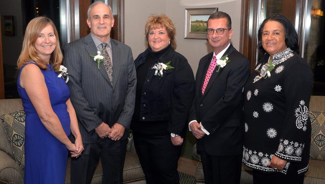 Award winners (from left) Nancy Spinelli, Samuel Siligato III, Shari Testa, Steven Luciano and Audrey Williams. Not pictured are Brian Pierce and Nancy Zuest.