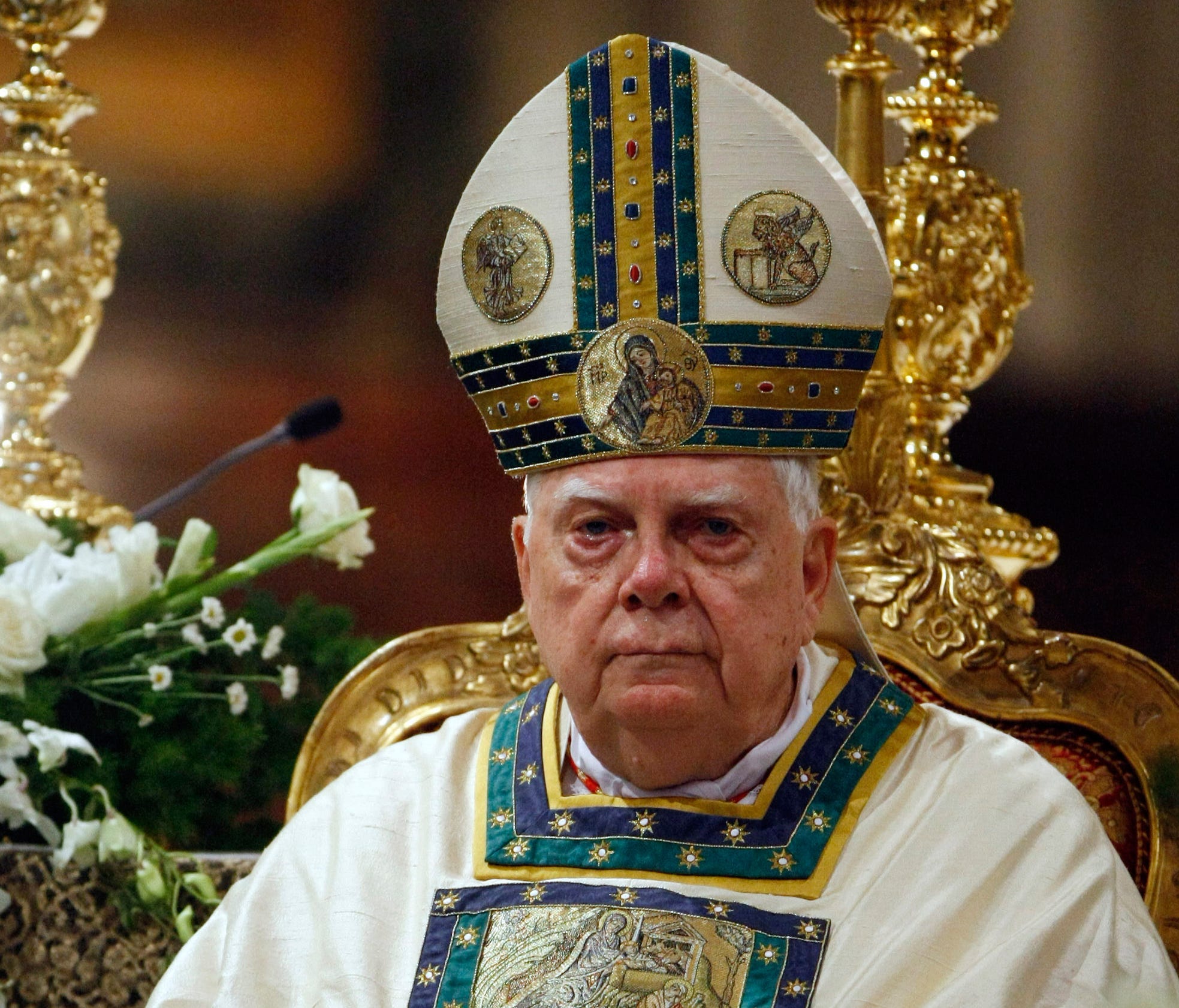 Cardinal Bernard Law as he celebrates Mass during a ceremony for Our Lady of the Snows in St. Mary Major's Basilica, in Rome on Aug. 5, 2010.