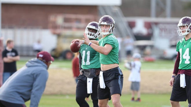 Mississippi State quarterbacks Damian Williams (11) and Nick Fitzgerald are the two candidates to replace Dak Prescott.